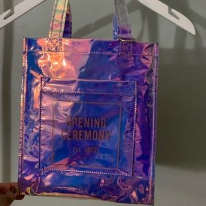 Opening Ceremony holographic mini tote